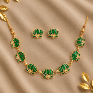 Emerald Lotus Necklace Set