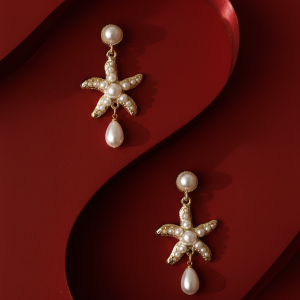 Women's Starfish Shell Earrings Beach-Inspired Statement Earrings