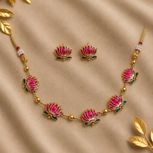 Blush Lotus Necklace Set