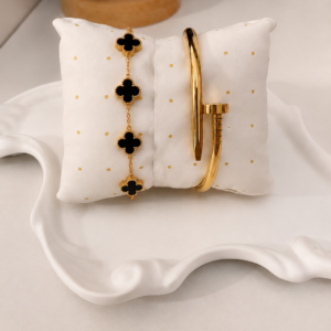 Anti Tarnish Gold Screw Bangle & Nail Bracelet Combo for Women