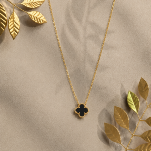Black Clover Gold Pendant Necklace for Women