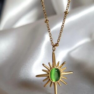 Green Midnight Sun Necklace for Women