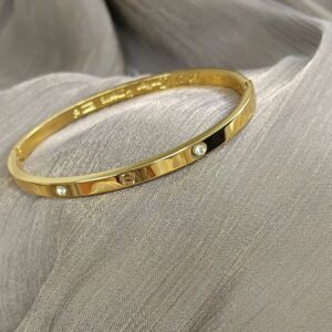 Anti Tarnish Gold Stainless Steel Crystel Love Bangle Bracelet
