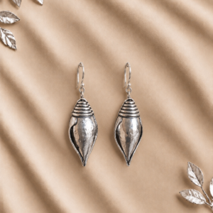 Silver Sculpted Teardrop Statement Dangle Earrings for Women