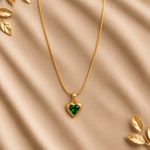 Emerald Heart Gold-Tone Pendant Necklace for Women