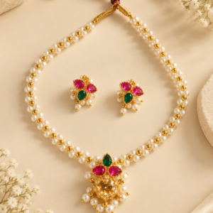 Rangmohini Pearl Necklace Set with Earrings